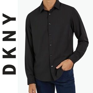 DKNY Men's Black Slim Fit Shirt | XLarge